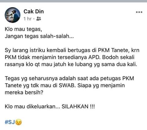 APD Tidak Memadai, Netizen Ini Larang Istrinya Kembali Bertugas