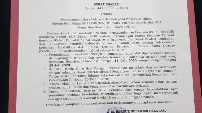 Anak Sekolah di Sulsel Tetap Belajar di Rumah  10 Hari Lagi